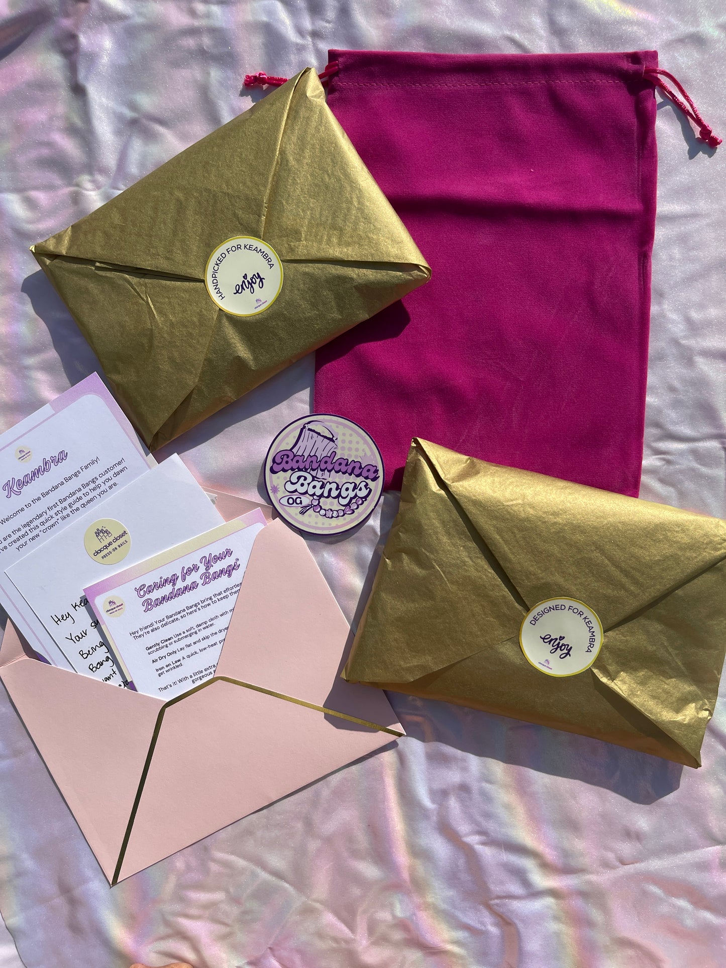 Bandana bangs packaging
